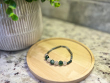 Load image into Gallery viewer, Jade &amp; Black Rutilated Quartz Bracelet (tube and round)
