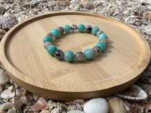 Load image into Gallery viewer, Amazonite &amp; Black Rutilated Quartz Bracelet
