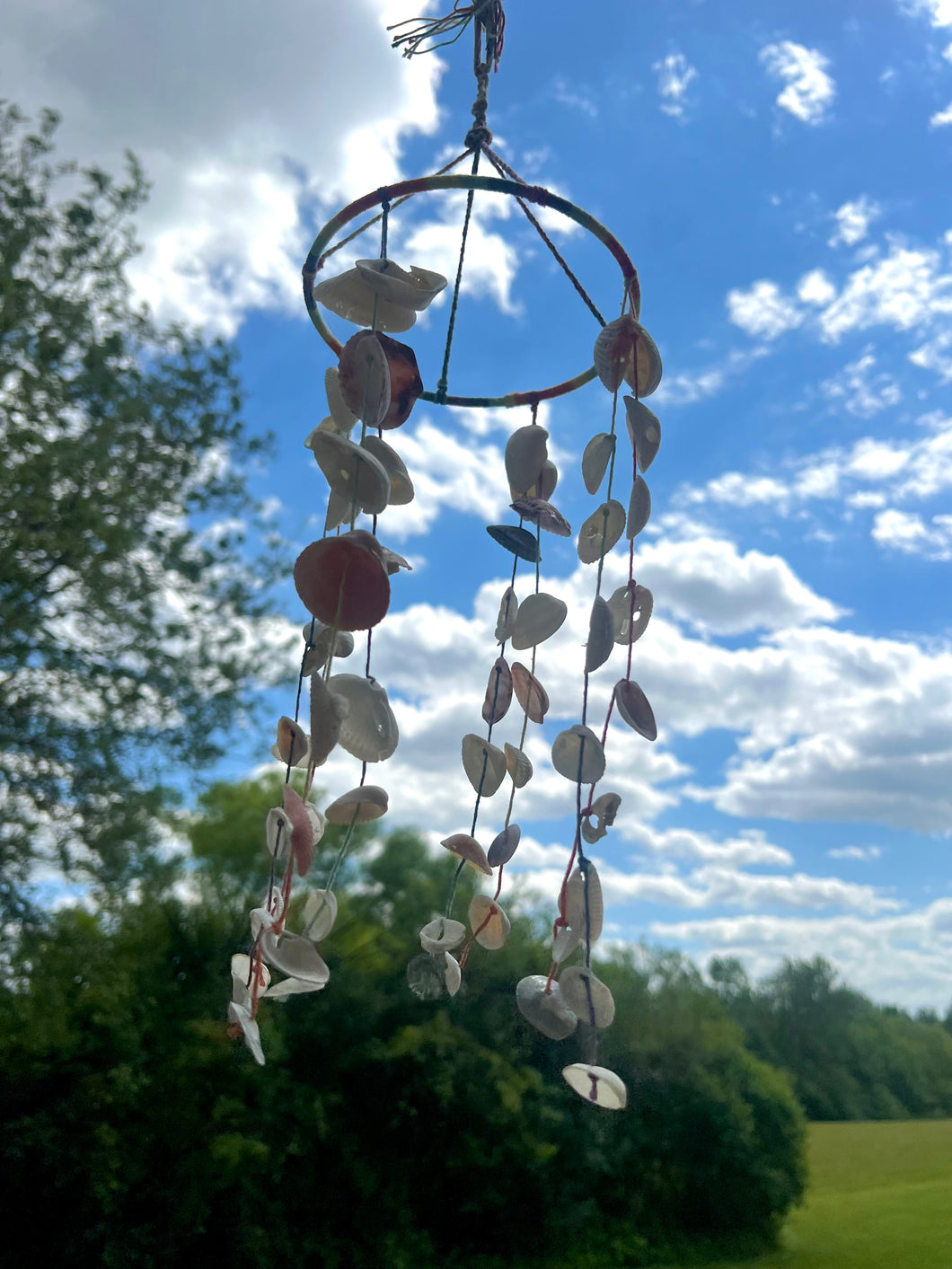 Seashell Wind Chime - 6 inch Wrapped Metal Hoop