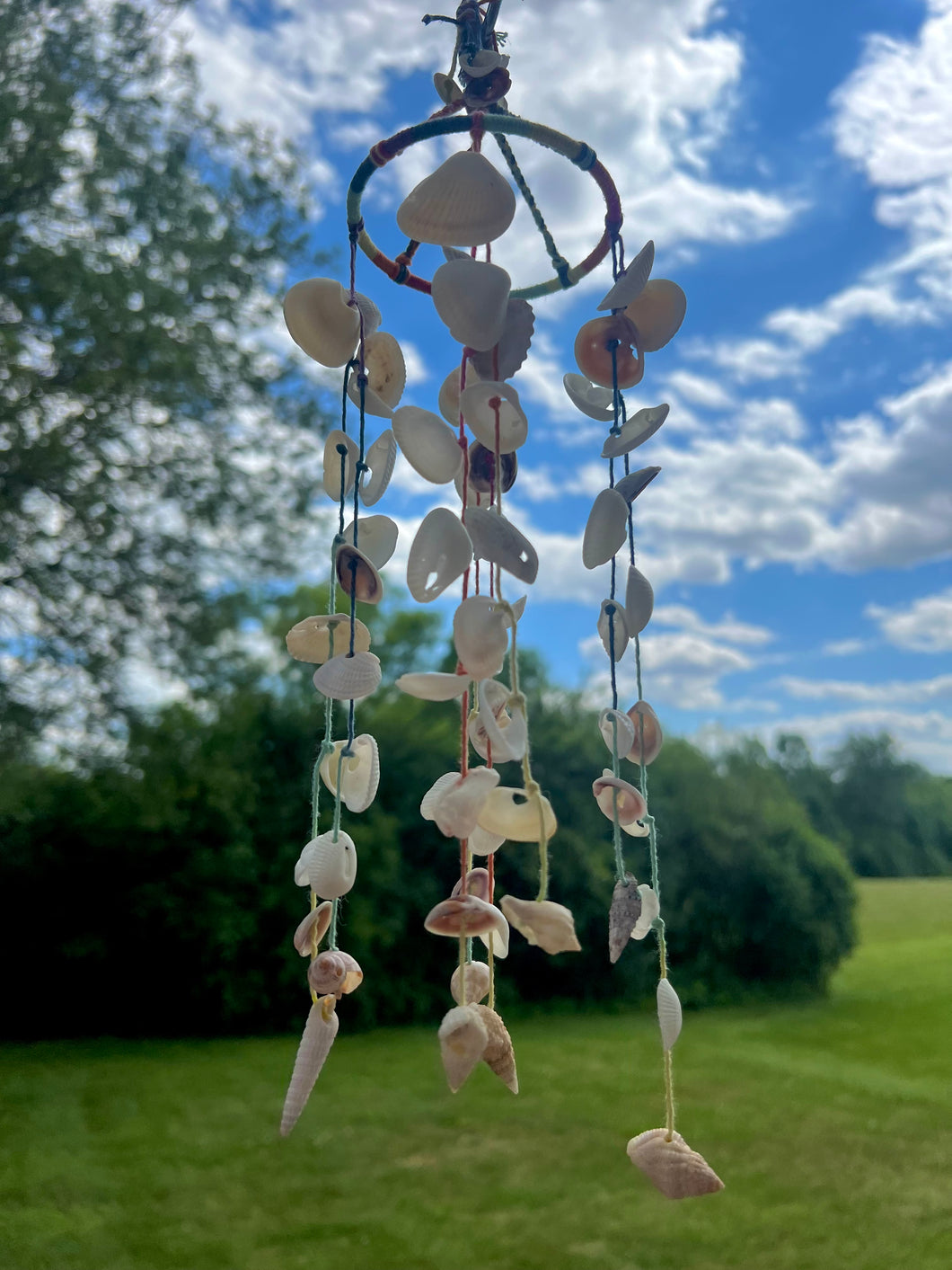 Seashell Wind Chime - 3 inch Wrapped Metal Hoop