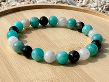 Load image into Gallery viewer, Amazonite &amp; Black Rutilated Quartz Bracelet
