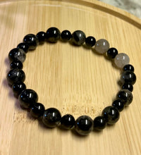 Load image into Gallery viewer, Black Rutilated Quartz &amp; Black Onyx Bracelet
